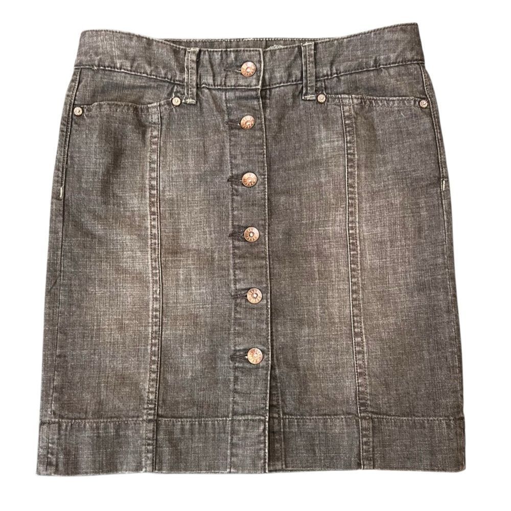 GAP 1969 Limited Edition Straight Denim Skirt Botton Front Black Wash Size 2